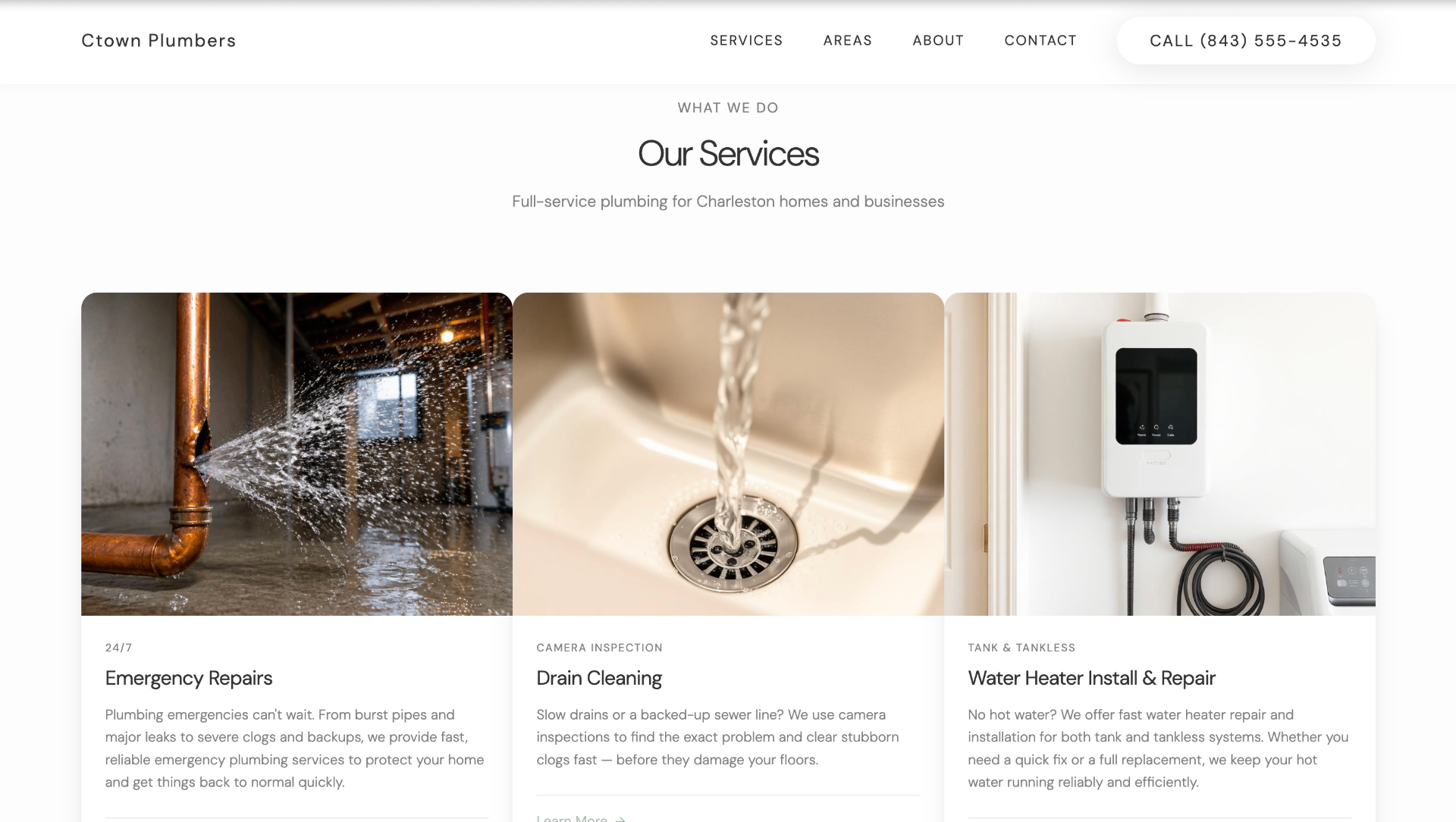 Coastal Plumbing Co. — Services section